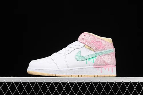 All categories Air Jordan Jordan series basketball shoes Air Jordan 1 Mid P version Air Jordan 1 Mid GS AJ1 Joe 1 Ice Cream Zhongbang basketball shoes DD1666-100